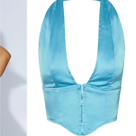 NWT Mallory Messi Satin Halter Backless Corset top XS - Picture 5 of 8